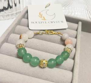 Soulful Crystal BR7011 Green and Pink Aventurine Crystal Bracelet