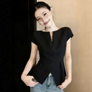 Áo Blouse Eo Dây Tinh Tế Cổ V Short Sleeve