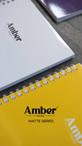 Amber Notes Matte Notebook Bundle (10 Designs) + 2 Cello Auris Semi Gel Pens | Minimalist Soft Ring Notebook Set