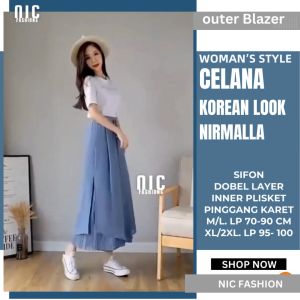 Celana Wanita Korea Style Doble Layer Plisket Nirmalla / Stice Pants Korea Kulot Plisket - NIC Fashion