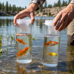 2PCS Fishing Bottle Transparent Plastic Live Fish Container for Outdoor Fishing Bait Minnow Trap Portable Waterproof Storage Tool