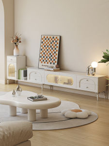 YANGYING | TV Console Table Combination Cream French Style Adjustable Edge Cabinet