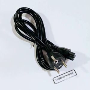 Cáp Adapter dài 1.5m / Cáp nguồn 3 lổ Hoa mai cho sạc Laptop adapter LCD....(Chân cắm Tròn - Màu đen)