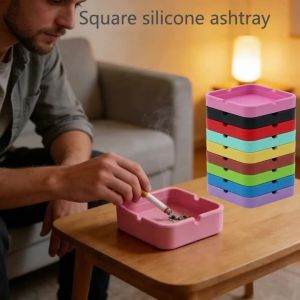 1PC Square Silicone Ashtray Heat-resistant And Anti Fall Suitable For Home Living Rooms Outdoor Hotels Internet Cafes And Office