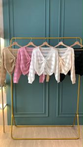 BL20818 Front Drawstring Knit Blouse Outer