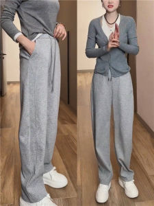 High Waist Straight Leg Casual Pants Asymmetrical Design Banana Pants Slimming Fashion Splicing Drapey Aromatic Reed Spring New Arrival