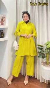 BISA COD setelan tunik Anggita/setelan tunik jumbo/Baju kondangan kekinian/tunik rayon adem tebal