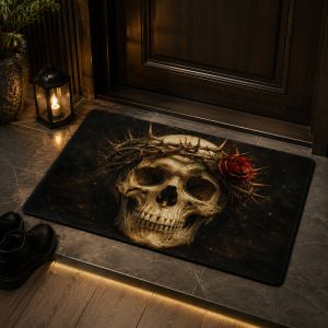 VIKAMA Gothic-style Skull Entry Floor Mat for Halloween Home Decoration Soft and Slip-resistant Bathroom and Kitchen Floor Mat