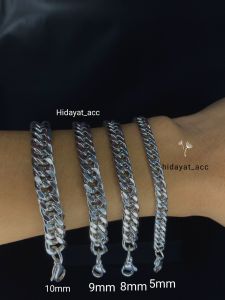 GELANG RANTAI JALIN TITANIUM STAINLESS STEEL PRIA WARNA SILVER ANTI KARAT