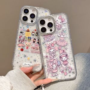 [Mới] khung & viền dòng kim cương vỏ điện thoại IMD nhiều giai điệu & họa tiết hình mèo có vòng đeo tay cho iPhone 11 12 13 14 15 16 Series