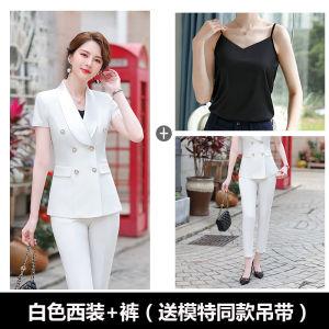 ชุดสูทผู้หญิงฤดูร้อนทันสมัย: เสื้อแจ็คเก็ตสั้นสไตล์เกาหลีที่พอดีสําหรับสํานักงานพร้อมกระเป๋าและรายละเอียดปุ่ม