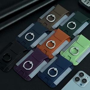 Magsafe Card Holder with Flap Cover Magnetic Phone Ring Stand PU Leather Cardholder Cell Phone Case for Iphone 13 14 15 16 Pro
