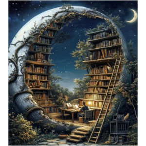 Magic Moon Library 500/1000/1200/2000PCS Paper Jigsaw Puzzle of Adult Landscape Puzzles Games Family Fun Toy Christmas Gift