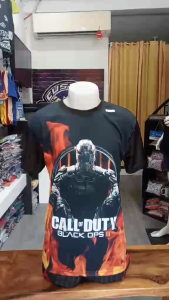CALL OF DUTY FOR MENS FULLSUBLI MATION TSHIRT FRONT PRINT ONLY PLAIN BLACK AT THE BACK DRIFIT POLYDEX FABRIC ADULT 03