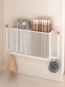 Wall-mounted No-drill Drainable Cutlery Organizer