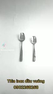 Thìa muỗng inox đầu vuông ăn cơm cháosúp inox cao cấp sáng bóng cán dày