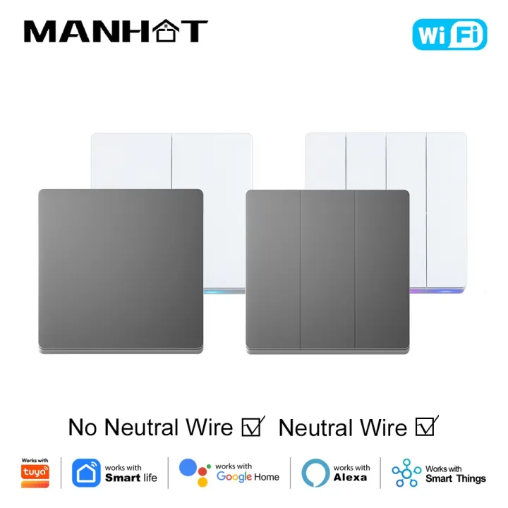 New WiFi Smart Light Switch EU Standard 1/2/3/4 Gang Push Button Switch APP Remote Control Work With Tuya Google Home Alexa