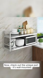 2-layer stainless steel storage rack Wall-Mounted Storage Rack Stainless Steel Storage Rack Cabinet Kitchen organizer