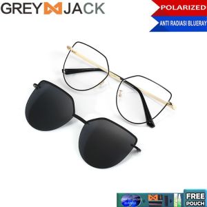 Grey Jack Kacamata Antiradiasi Blueray Clip On Polarized 2IN1 Style Cat Eye Trendy Bisa Minus Antiradiasi/Blueray/Photocromic/Bluecromic 7002