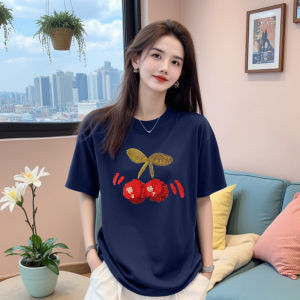 Áo Thun Cotton in Họa Tiết Tay Ngắn Dáng Rộng Thoải Mái Mùa Hè Cho Nữ Áo Thun Tay Ngắn in Họa Tiết Chất Lượng Cao