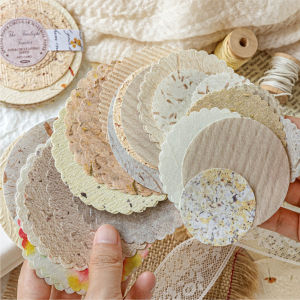 Special Paper round Pieces for Scrapbooking Decoration Base Cutting Background Design Artistic Vintage Style Note-taking