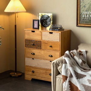 Mu Ruiya Chest of Drawers Scandinavian Drawer Storage Cabinet Living Room Bedroom Small Apartment Minimalist Retro Solid Wood Chest of Drawers