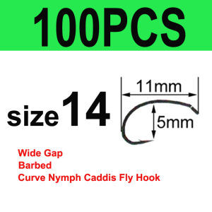 50/100pcs Curve Shank Fly Tying Hooks Flies Making Hook Wide Gap Nymph Caddis Midge Shrimp Fly Fishing Hook #6 #8 #10 #12 #14