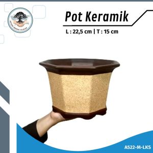 Pot Bonsai Keramik Segi Delapan Bagus Unik KODE A522
