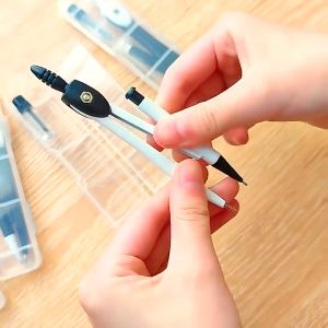 1PC Metal Compass with Pencil Lead Box School Students Drafting Draw Circle Supplies Stationery