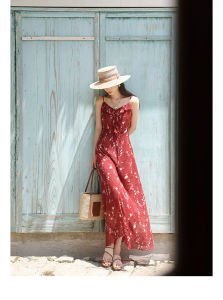 MEIZISHULE | Heavy Embroidery Print Vacation Style Flounce Sleeve Dress