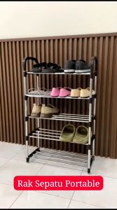 Rak Sepatu Serbaguna Rak Portable 5 Susun Tempat Penyimpanan Sepatu Sandal