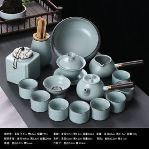 Blue Moon Porcelain Tea Set Ceramic Gongfu Tea Brewing Set Chinese Style Whole Set Tea Utensils Heat Resistant Handle for 6 People