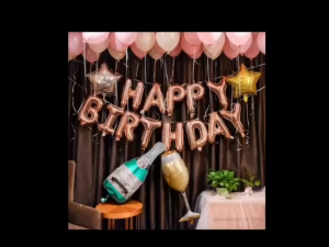 Foil Letter Banner Happy Birthday Banner Wall Background Set With LED Light Complete Party Birthday Decortions Package Set Diy Decoration For Christening Letters Design Ballons Backdrop