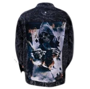 Jaket Jeans Pria Sablon Belakang Jacket Denim Gambar Printing