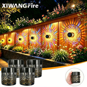 XIWANGFire | Decorative Solar Mandala Lights Solar Powered Outdoor Deck Step Wall Lights for Terrace Courtyard Backyard Garden Decor