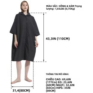 Áo Choàng Tắm Có Mũ Trùm Đầu Chất Liệu Microfiber Nhanh Khô Có Khóa Kéo Dành Cho Nam Nữ Đi Biển Bơi Lội Du Lịch Chất Liệu Polyester