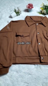 Jaket Oline Wanita Model varah Button jaket Crop Wanita Premium