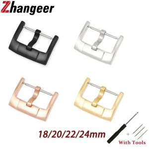 Zhangeer 18mm 20mm 22mm 24mm 304L đồng hồ bằng thép không gỉ khóa kim loại bàn chải Watchband Dây đeo thay móc phụ kiện với công cụ