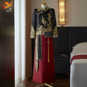 New 2025 Mens Chinese Style Wedding Groomsmen Drinking Ceremony Hanfu Suit Xiuhefu Ethnic Traditional Wedding Dress Code