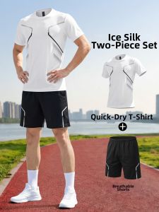 BURUITE | Moisture Wicking Ice Silk Sportswear Set Short Sleeve T-Shirt Shorts