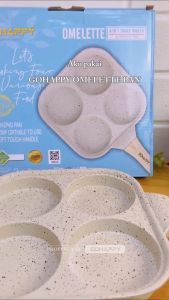 Frypan 4 in 1 Marble Coating- OMELETTE PAN GOHAPPY | Panci Cetakan kue breakfast 4 in 1 telur mie pancake paris