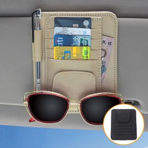Car Sun Visor Organizer Multi-Pocket Credit Card Sun Glasses Pens Holder Storage Bag with Clip Auto Interior Accessories