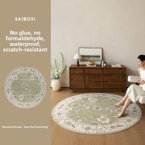 SAIBOSI | Nostalgic Tussocks Glue-Free Round Scratch-Resistant Indoor Rug