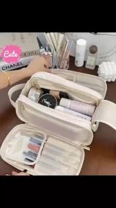 Túi Đựng Mỹ Phẩm/Đồ Dùng Cá Nhân Đa Năng Chất Liệu Da Pu Chống Thấm Nước Sức Chứa Lớn Có Khóa Kéo Tiện Lợi