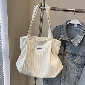 Casual Canvas Tote Bag for Women Summer 2025 New Style Commuter Handbag Large Capacity Student Class Modern Neutral Style Soft Polyester Lining