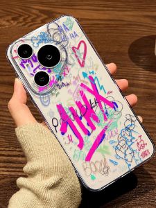 Gold Dust Graffiti Phone Case Transparent Female Style Huawei Pura70ultra P60Art Dual City War P50e Cartoon P40 Soft P30 pro Protective Cover