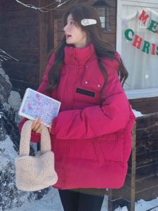 plus Size Thickened Cotton down Jacket with Hood Geometric Fairy Brand Womens Casual Outerwear Warm Stylish Spring Autumn