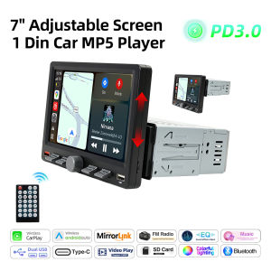 Grandnavi | Adjustable Screen 1Din MP5 Wireless Carplay Android Auto Car Radio FM EQ Mirror Link Universal Car Audio Multimedia Player