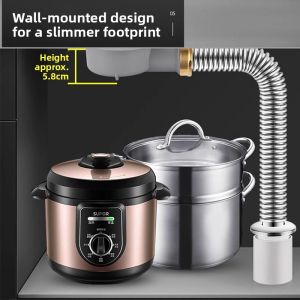 Stainless Steel Kitchen Sink Drain Pipe Ceramic Dishwashing Sink Side Drain Accessories Horizontal Rearrange Water Supply