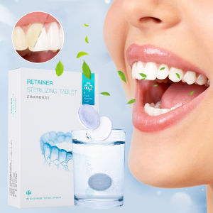 Y-kelin Denture Retainer Cleaning Tablets 3 Minute Fast Whitening Orthodontic Braces Cleanser Removes Stains Odor Plaque Discoloration for Aligner Mouth Guards Night Guards Removable Dental Appliances 30Pcs